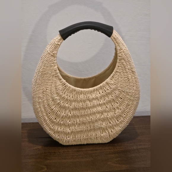 A New Day Handbags - Cottagecore Coastal "A New Day" Neutral Wicker Straw Beige Top Handle Bag